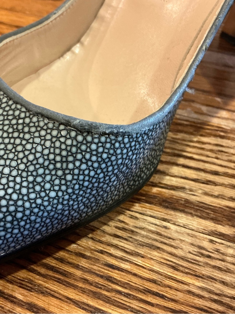 Manolo Blahnik Silver Stingray-Texture Pointed Toe Pumps - Picture 10 of 10